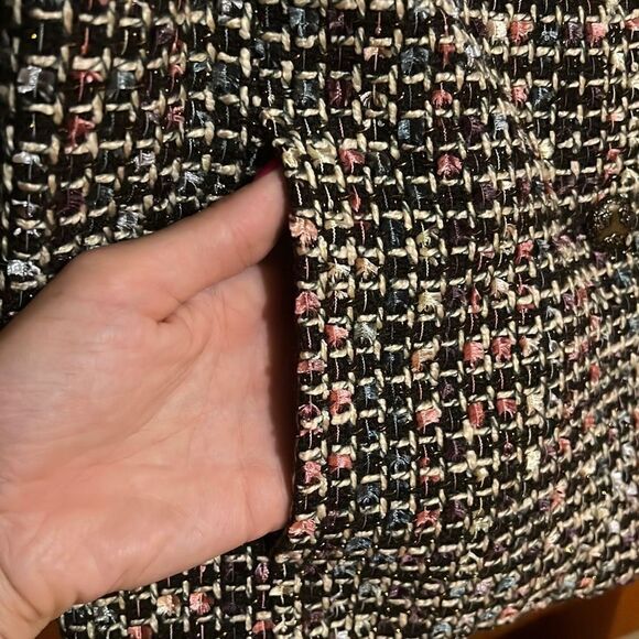 Koret Women's Multicolor Button Front Shimmer Tweed Blazer Jacket Size 8P - Picture 4 of 8